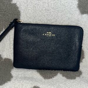 Navy Blue Leather Coach Wristlet